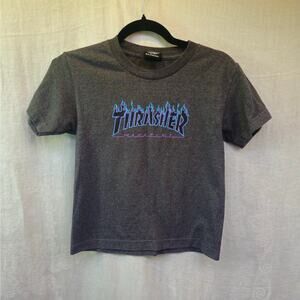Thrasher T shirt Grey Blue Graphic Size Medium  Short Sleeve Cotton Skater Punk